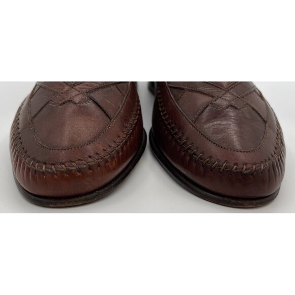 Santoni Italy Handwoven Stitched Brown Leather Penny Loafers Men Size 9D main image 8